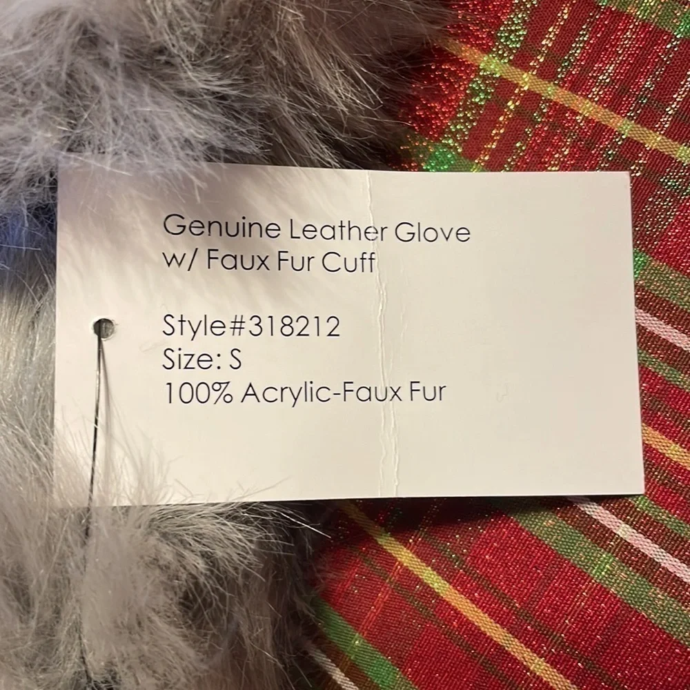 Brand New SURELL Genuine Leather Black Gloves with Gray Faux Fur Cuff
